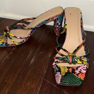 Colorful Snake Print Women's Heels